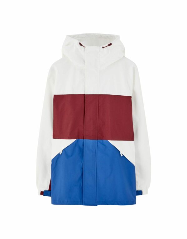 White Hooded Jacket With Colour Blocking