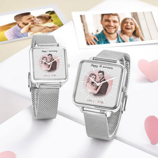 Anniversary Square Hand Gift For Couple Watch