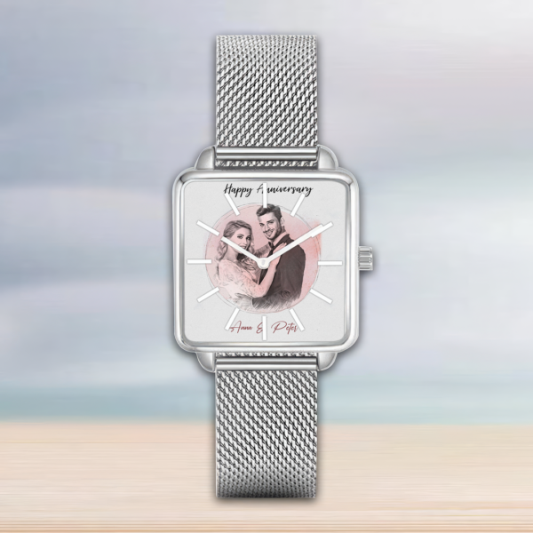 Anniversary Square Hand Gift For Couple Watch - Image 2